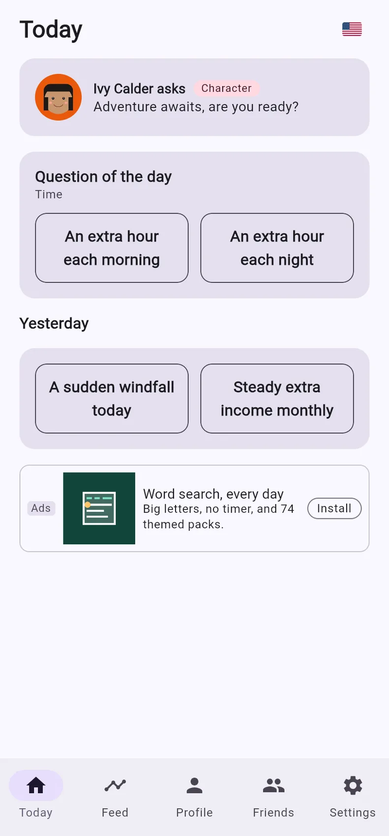 Zaparo: Would You Rather Daily — first screen